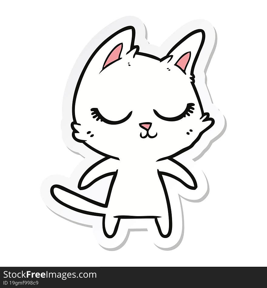 Sticker Of A Calm Cartoon Cat