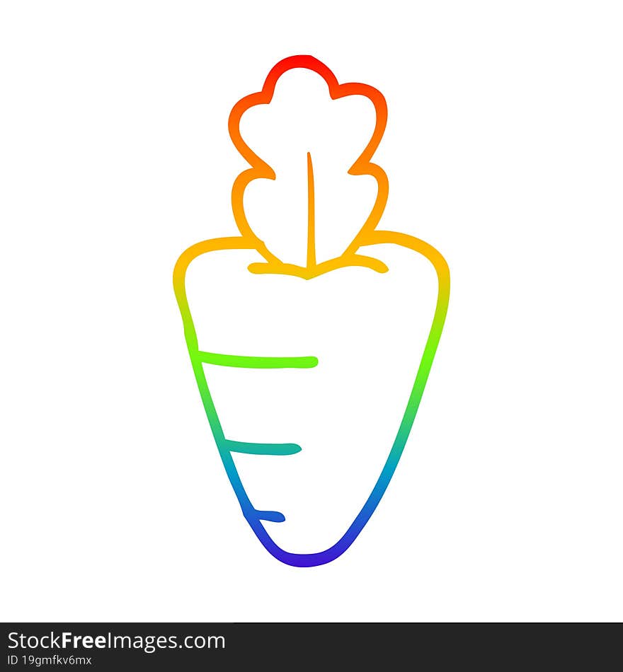 rainbow gradient line drawing of a cartoon healthy carrot