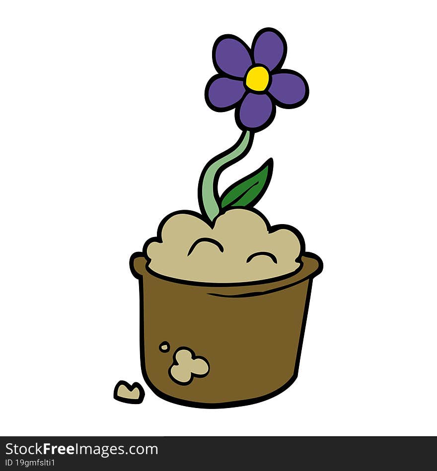 Cartoon Doodle Flower Pot