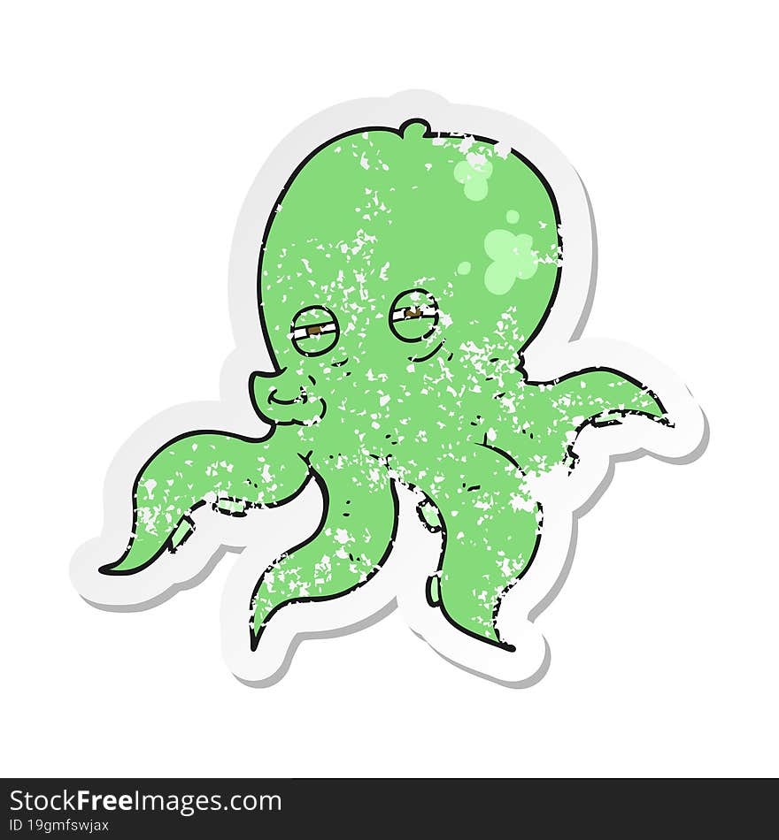 retro distressed sticker of a cartoon octopus