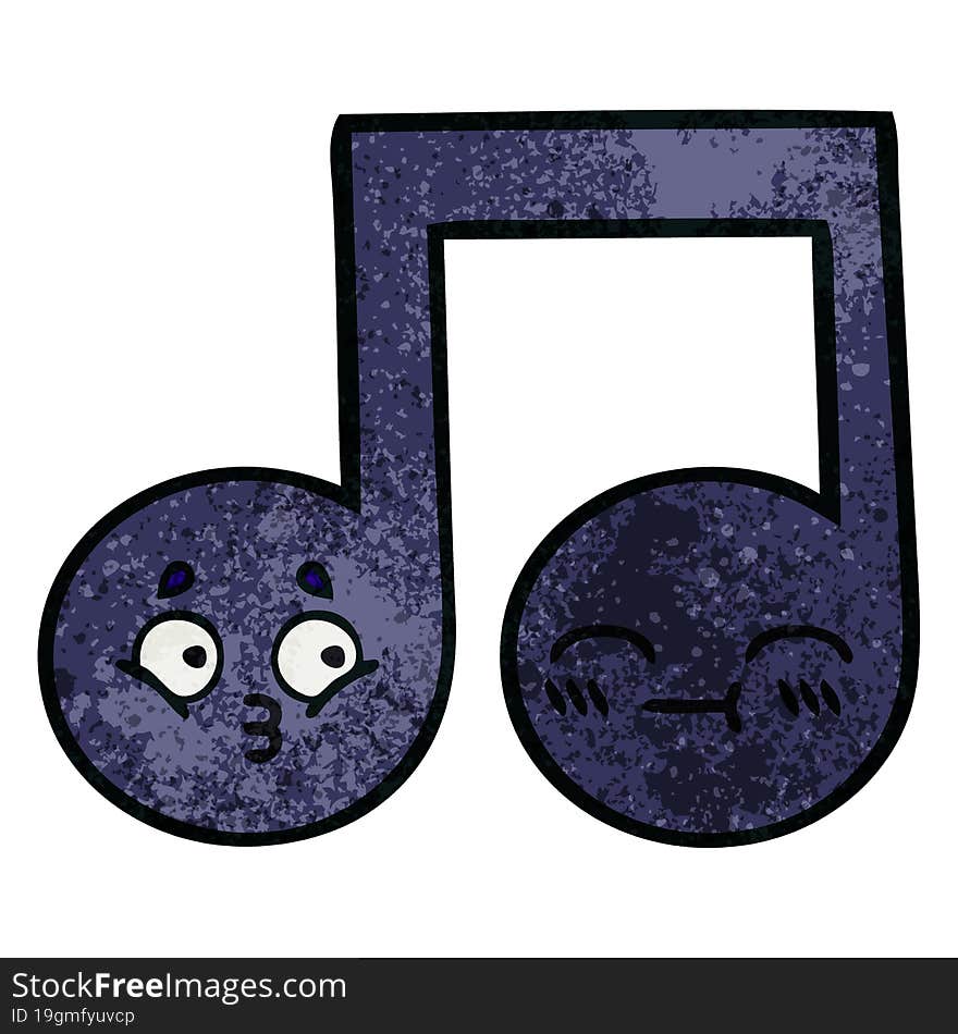 Retro Grunge Texture Cartoon Musical Note