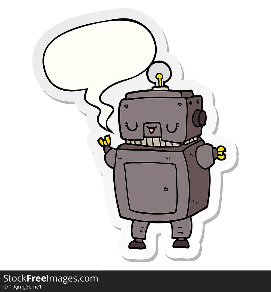 cartoon robot and speech bubble sticker