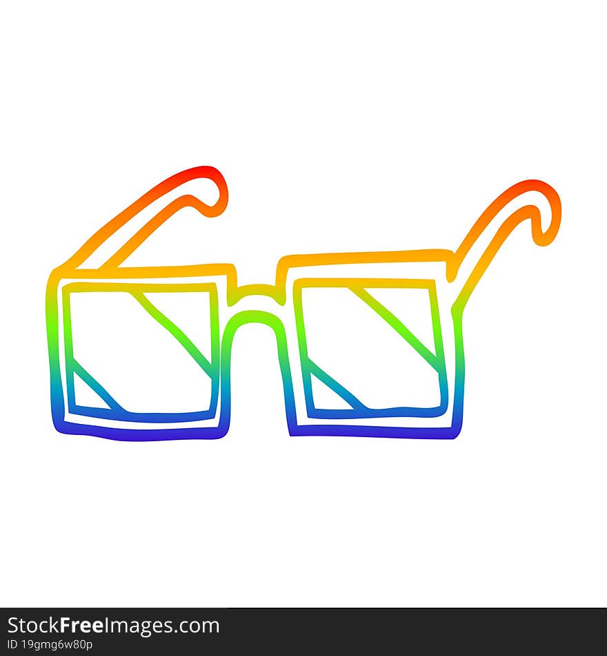 Rainbow Gradient Line Drawing Cartoon Square Sunglasses