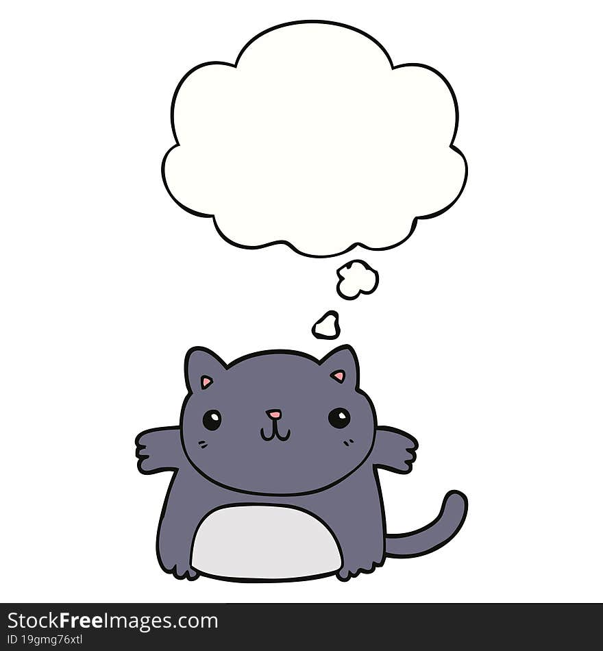 Cartoon Cat And Thought Bubble