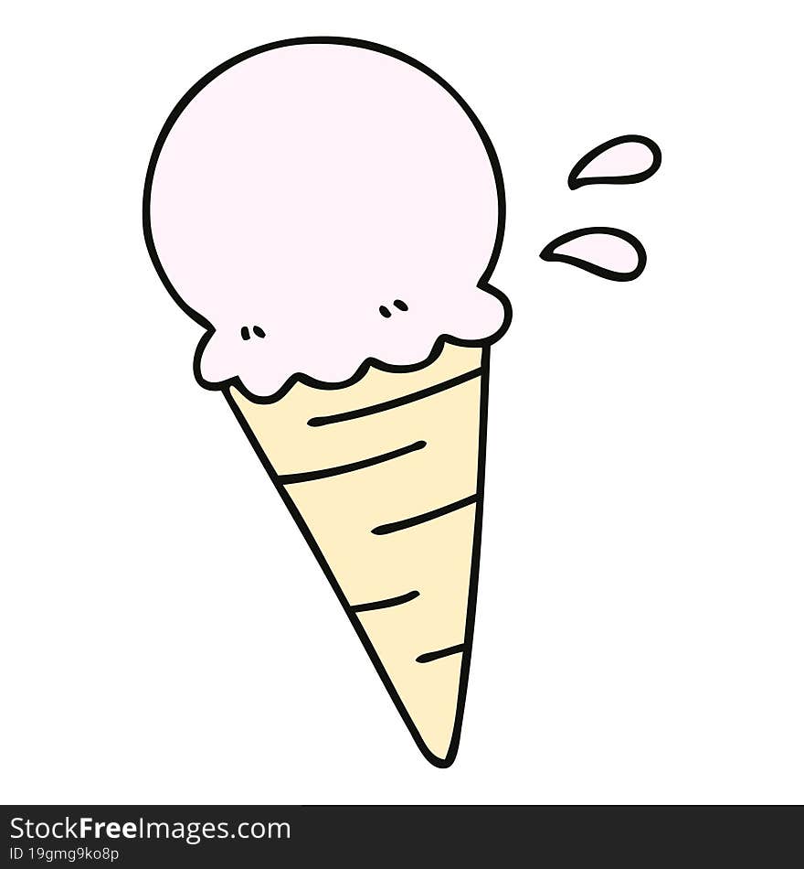 quirky hand drawn cartoon vanilla ice cream