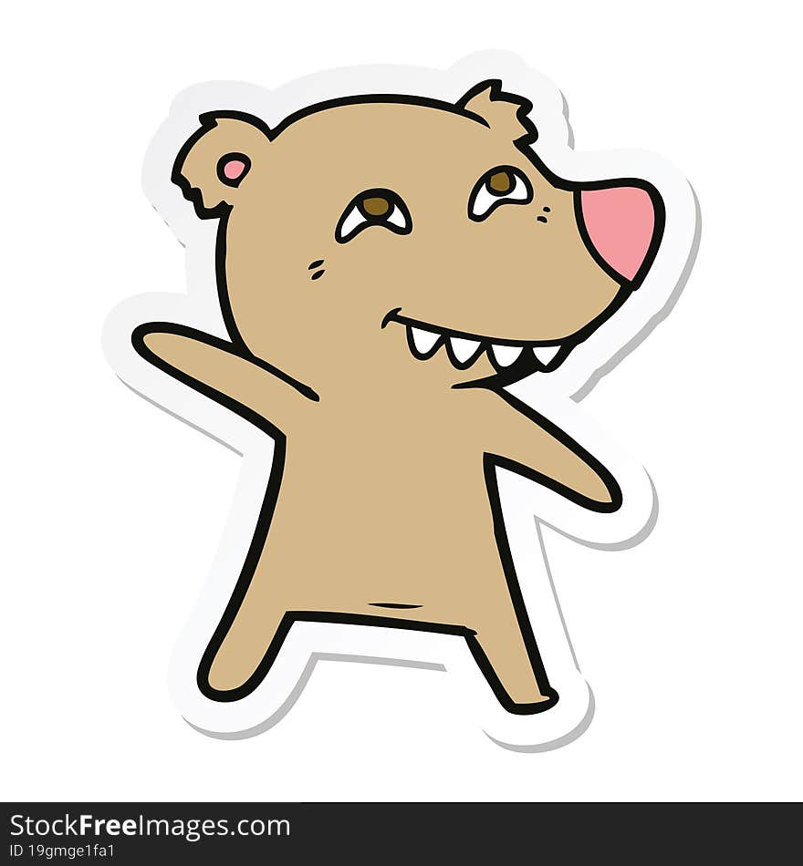 sticker of a cartoon bear dancing