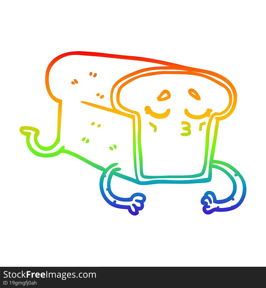 rainbow gradient line drawing cartoon loaf of bread