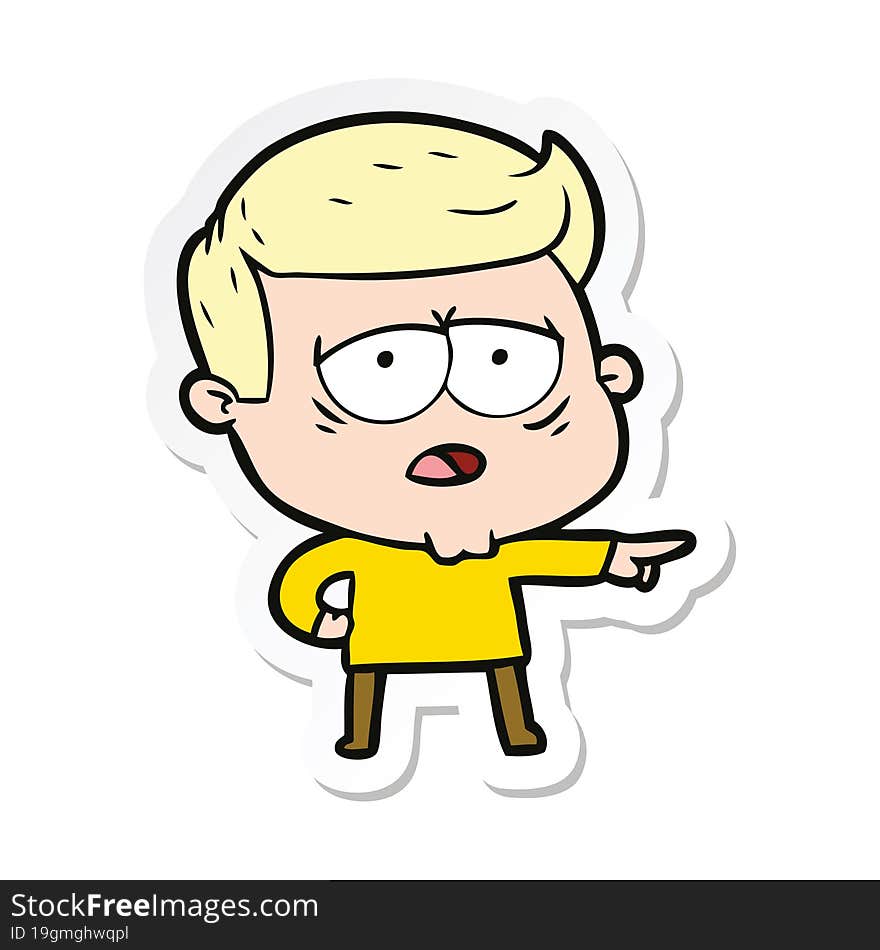 sticker of a cartoon tired man