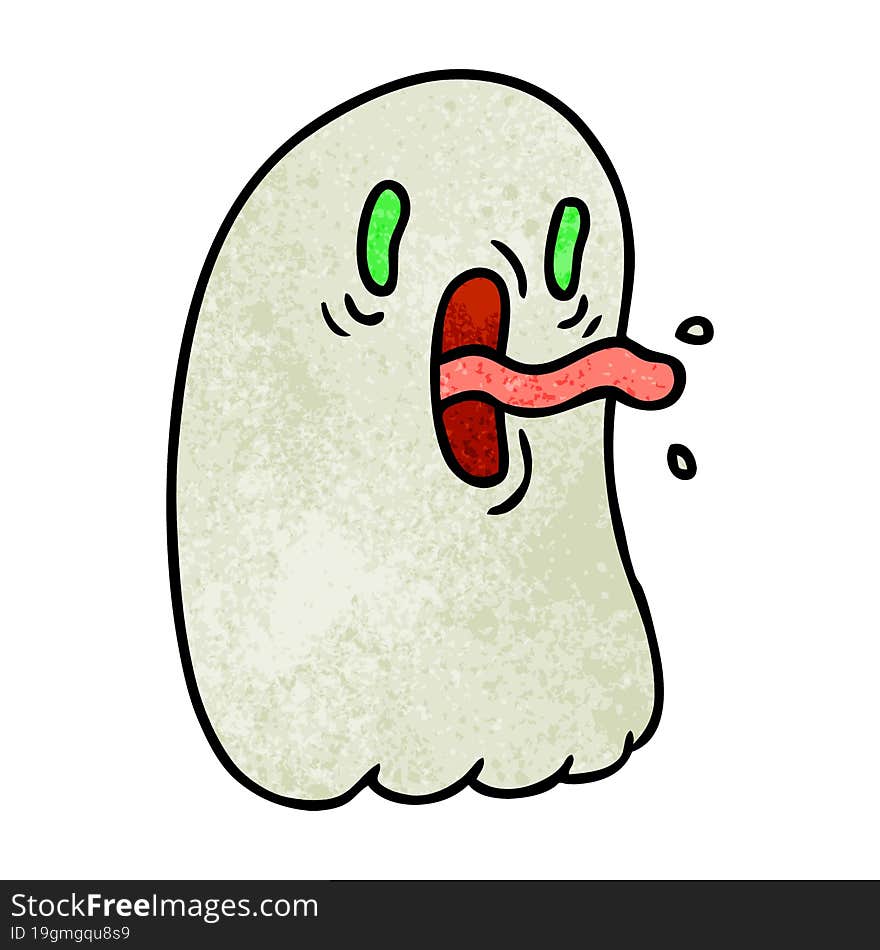 textured cartoon of kawaii scary ghost