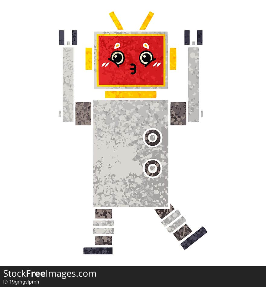 Retro Illustration Style Cartoon Robot