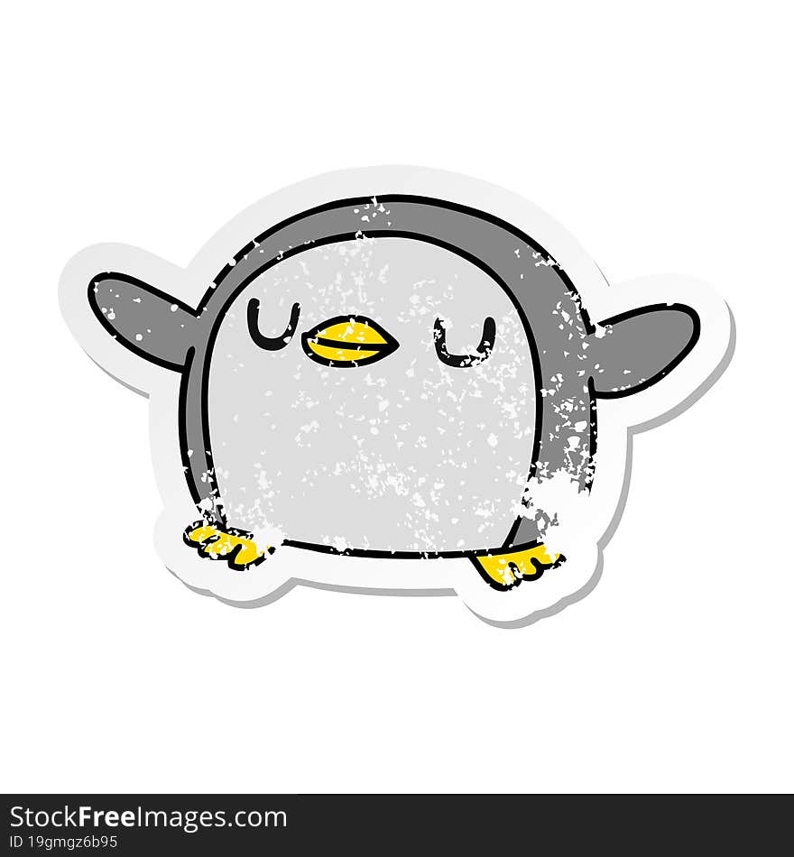 Distressed Sticker Cartoon Kawaii Of A Cute Penguin