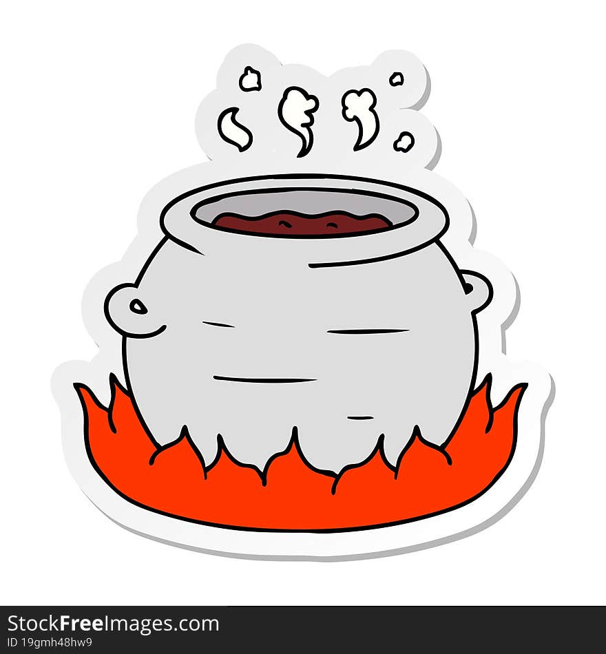 sticker cartoon doodle of a pot of stew