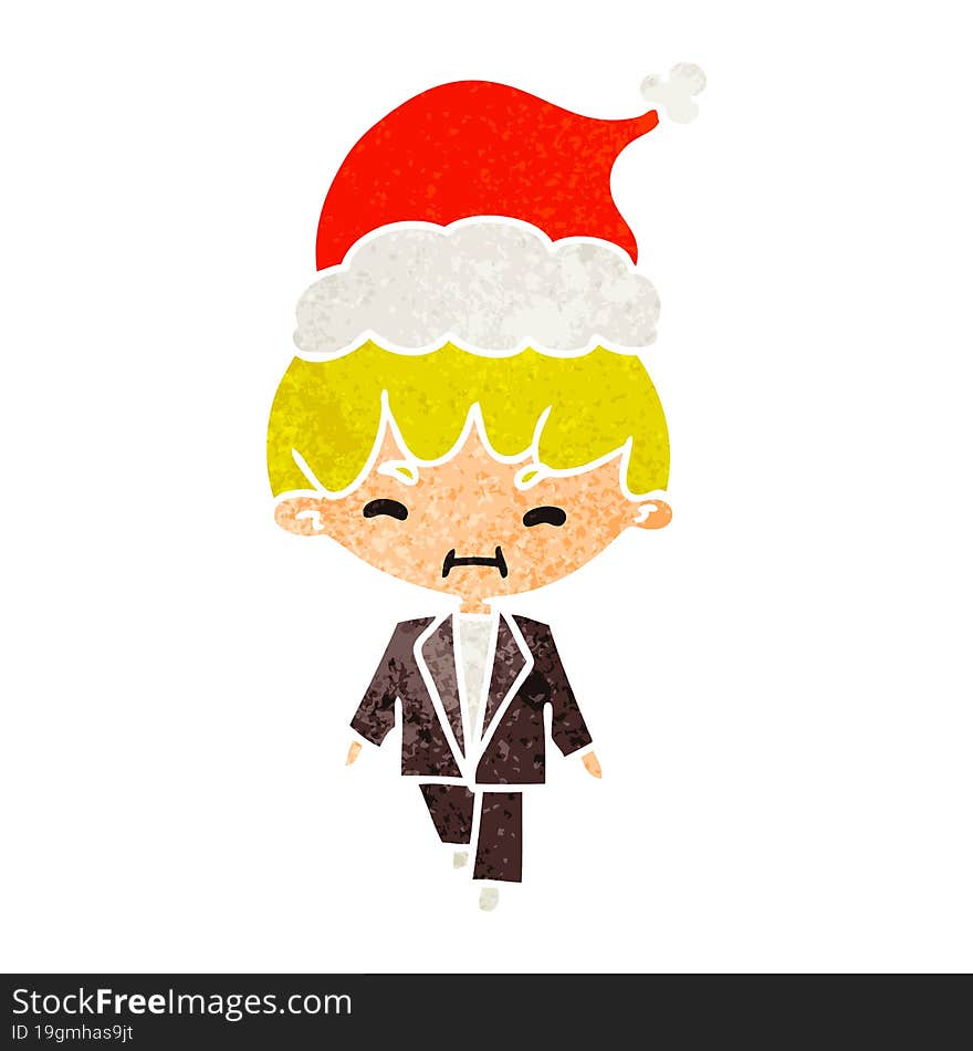 christmas retro cartoon of kawaii boy