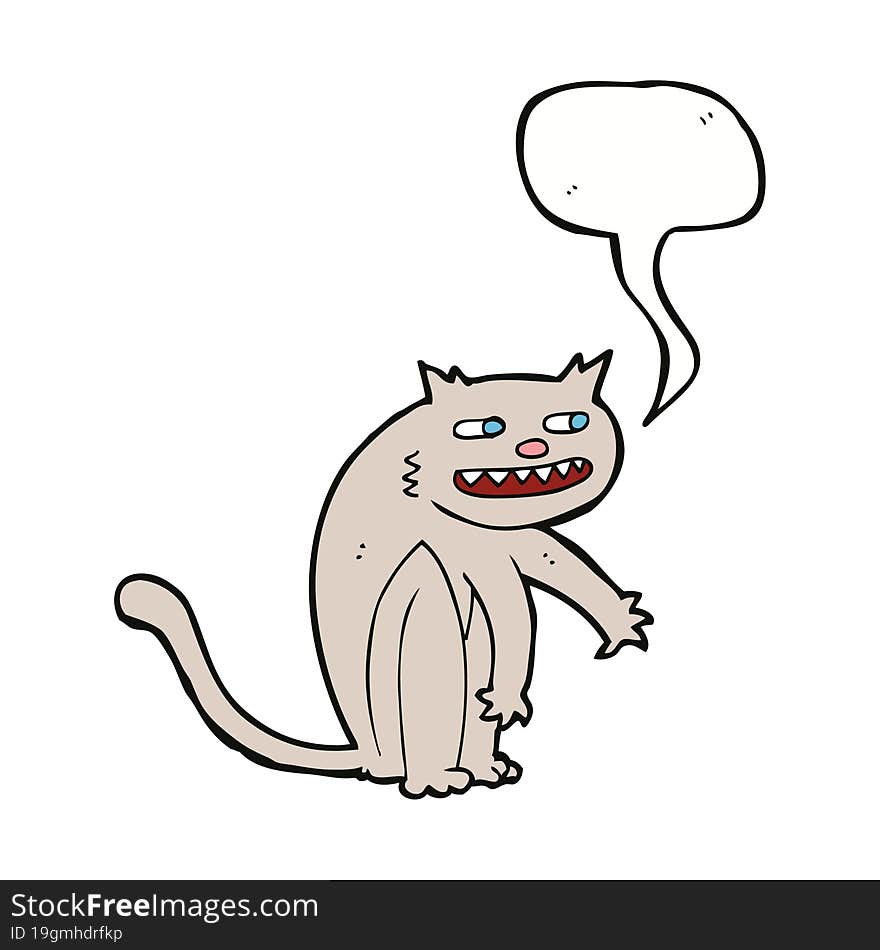 Cartoon Happy Cat With Speech Bubble