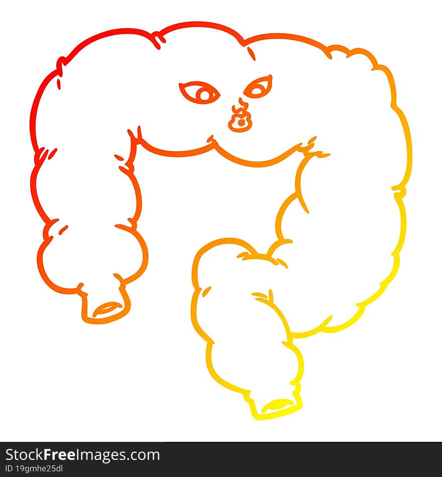 warm gradient line drawing cartoon colon