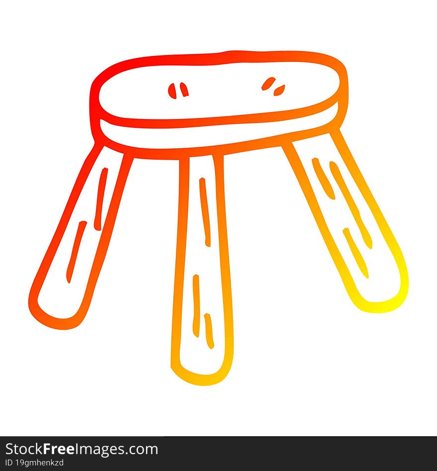 warm gradient line drawing cartoon wooden stool