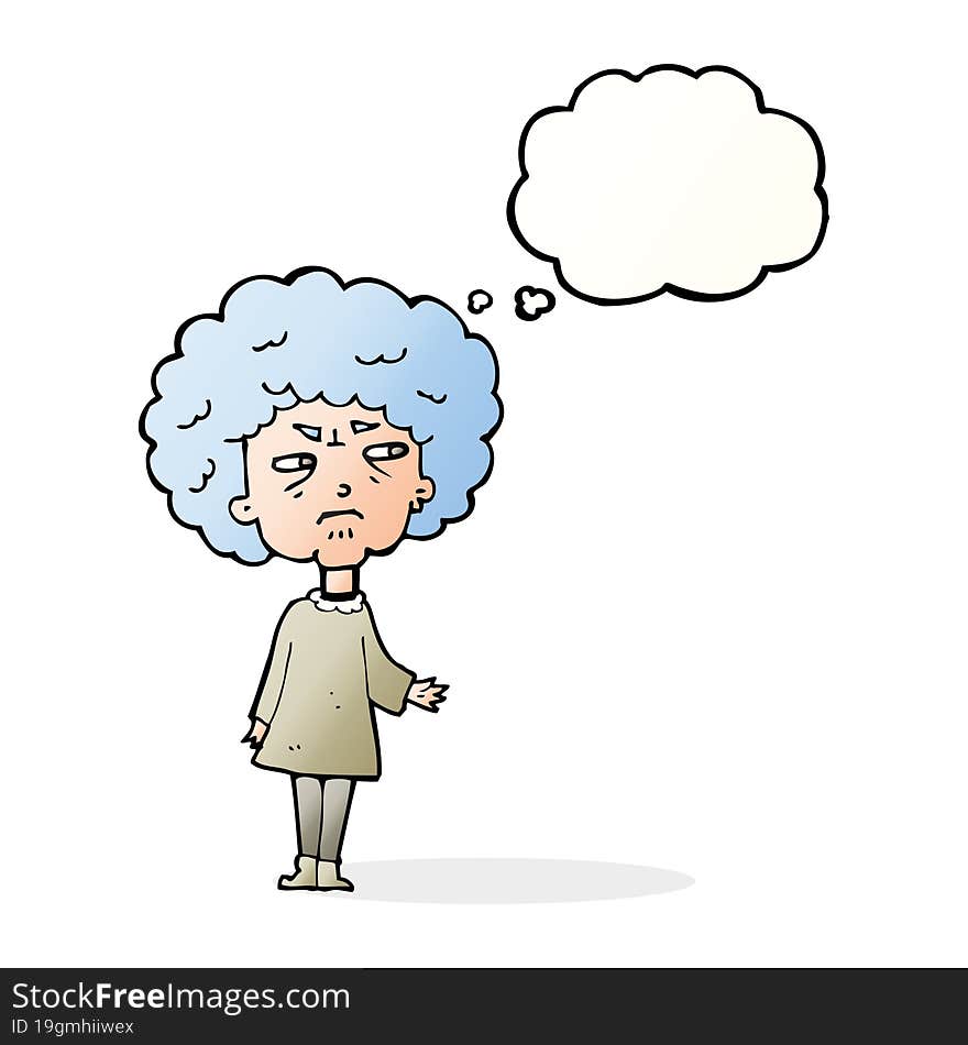 Cartoon Old Lady With Thought Bubble