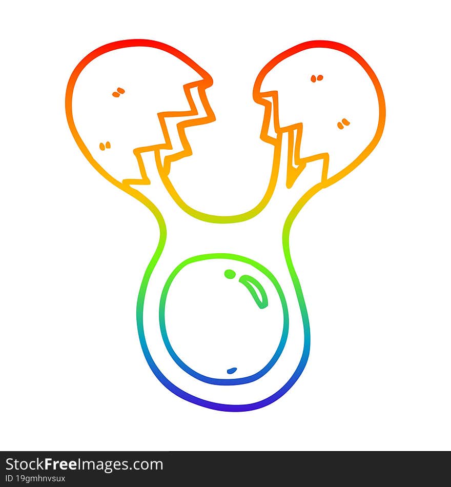 rainbow gradient line drawing cartoon cracked egg