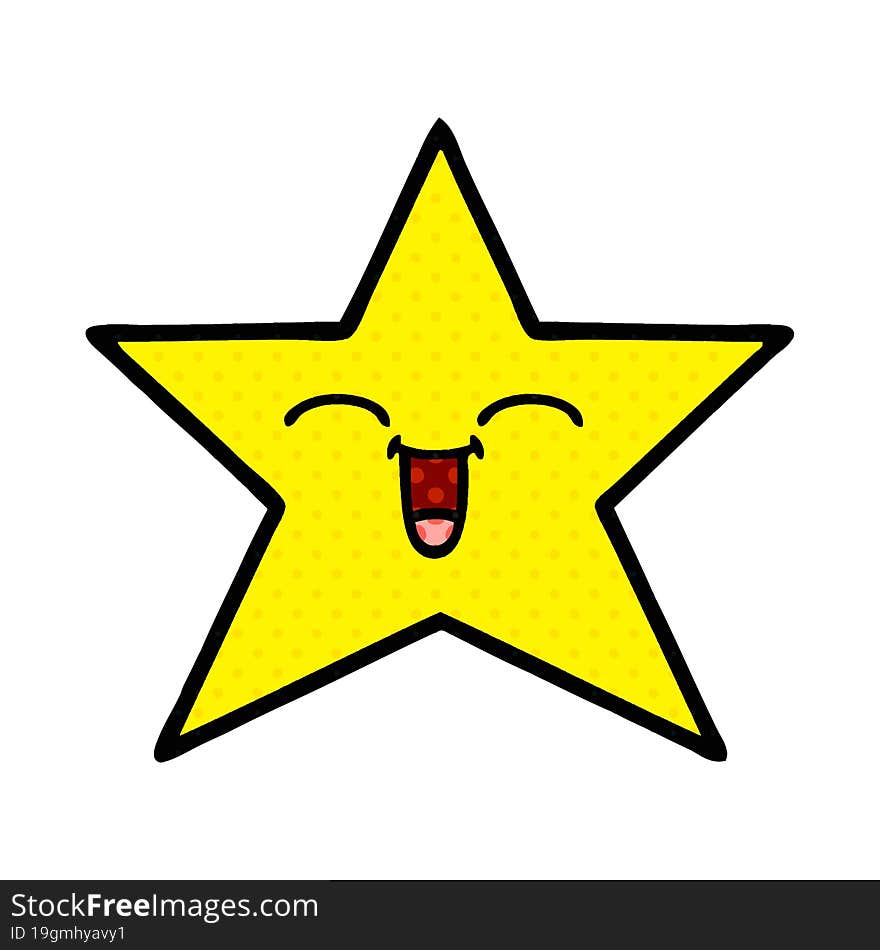 Comic Book Style Cartoon Gold Star