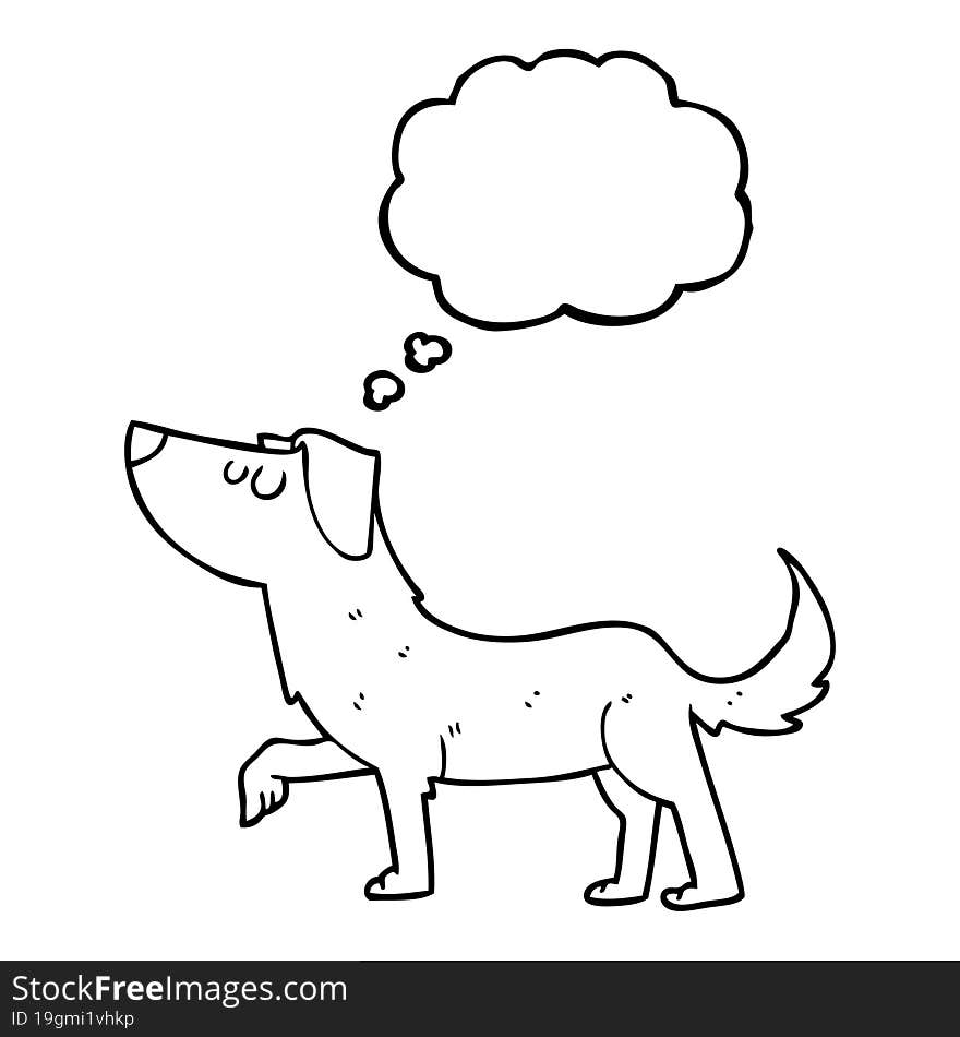 freehand drawn thought bubble cartoon dog