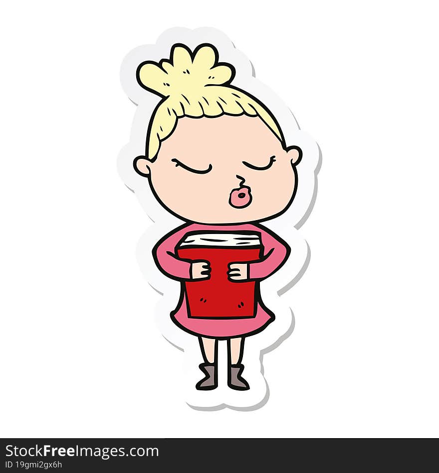 Sticker Of A Cartoon Calm Woman