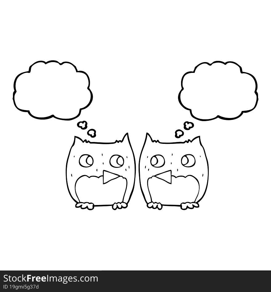 cute thought bubble cartoon owls