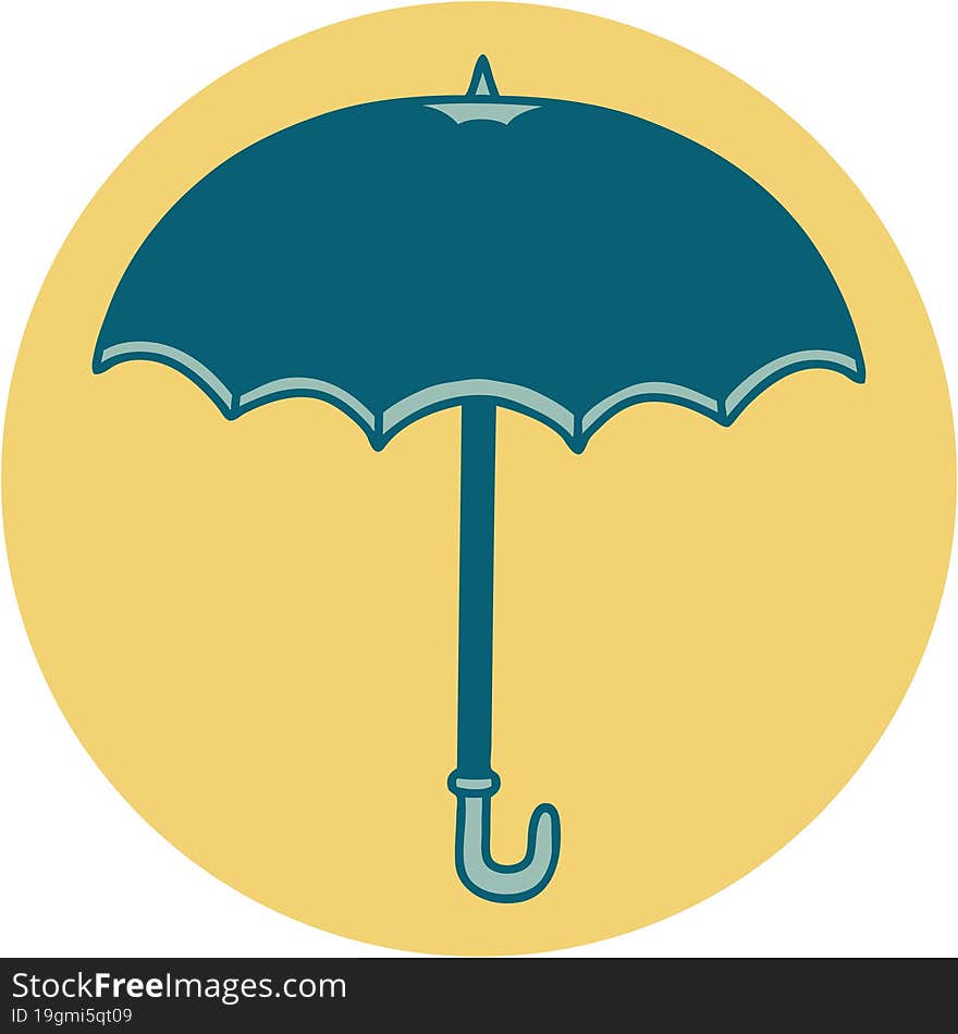 tattoo style icon of an umbrella