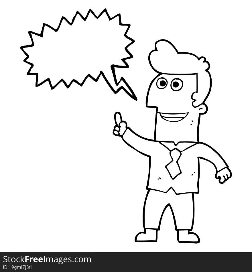 freehand drawn speech bubble cartoon businessman pointing