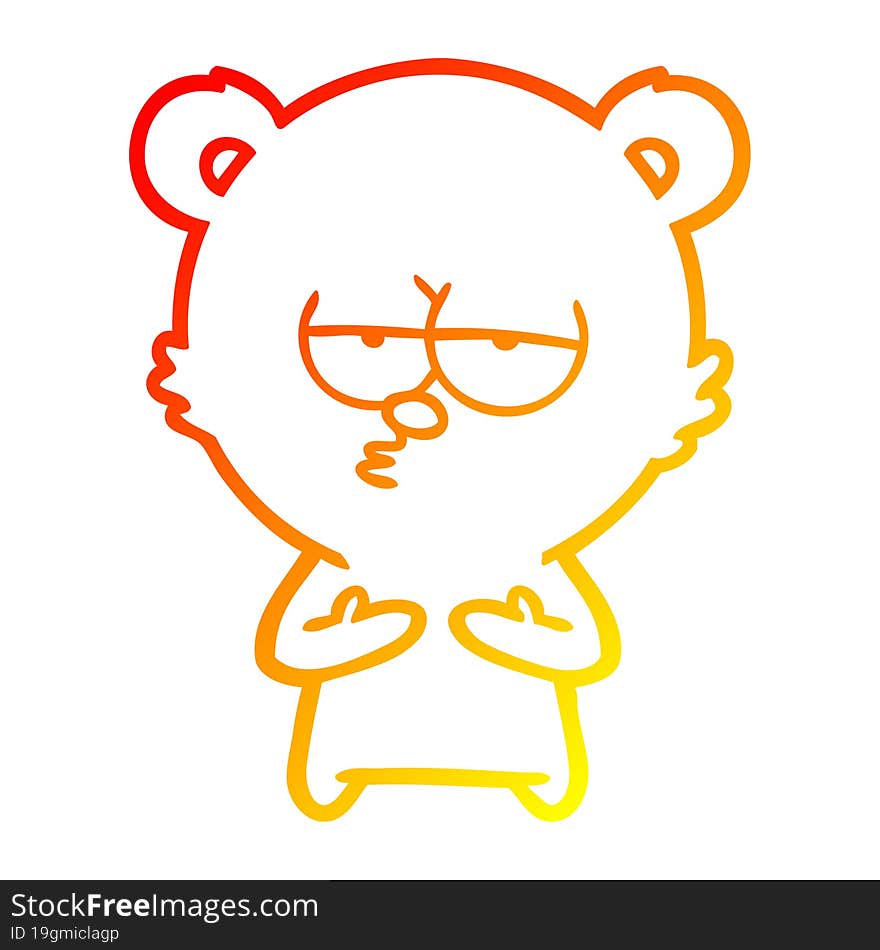 warm gradient line drawing bored bear cartoon