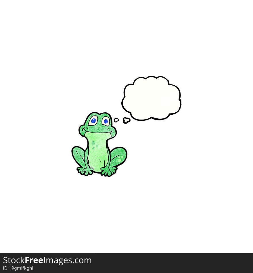 cartoon frog with thought bubble