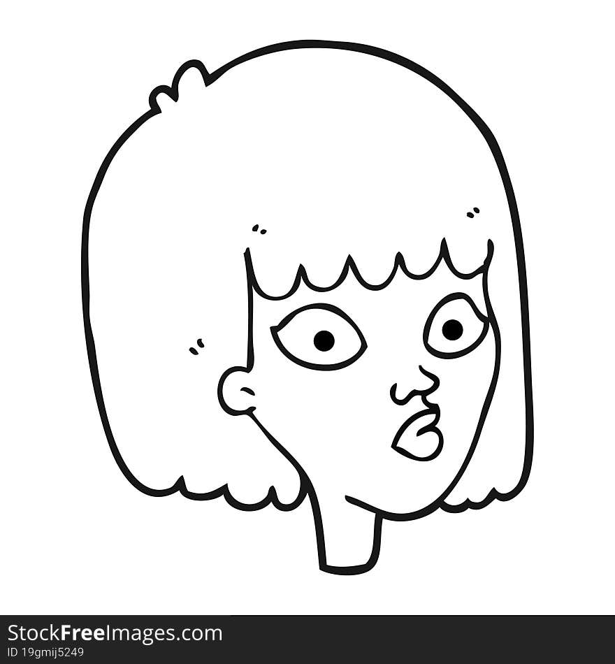 black and white cartoon female face