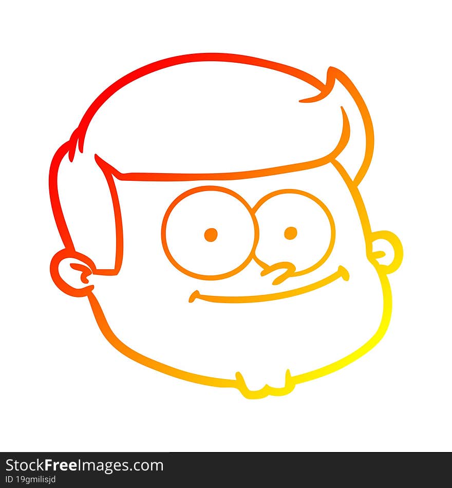 warm gradient line drawing cartoon male face