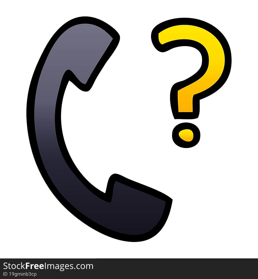 gradient shaded cartoon telephone receiver with question mark