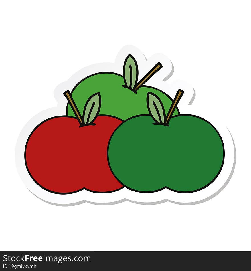 sticker of a cute cartoon juicy apple