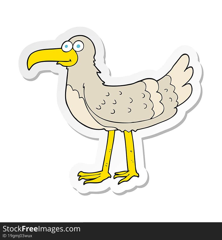 Sticker Of A Cartoon Seagull