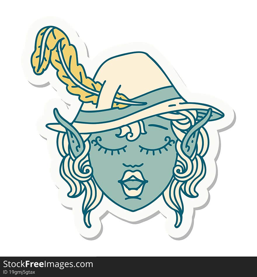 elf bard character face sticker