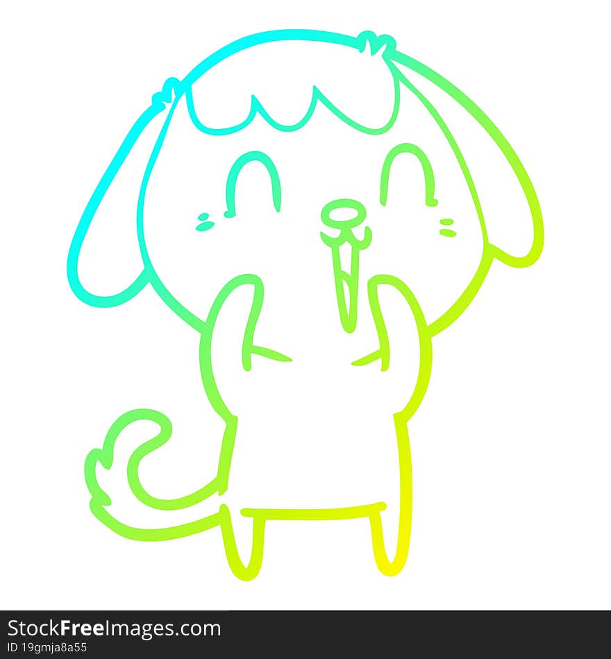 cold gradient line drawing of a cute cartoon dog