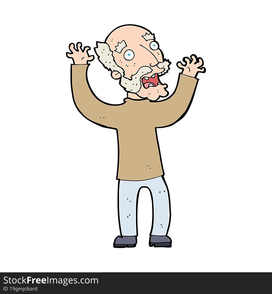 Cartoon Terrified Old Man