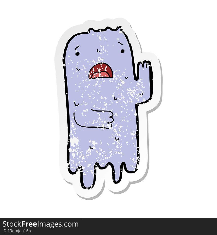 distressed sticker of a cartoon ghost