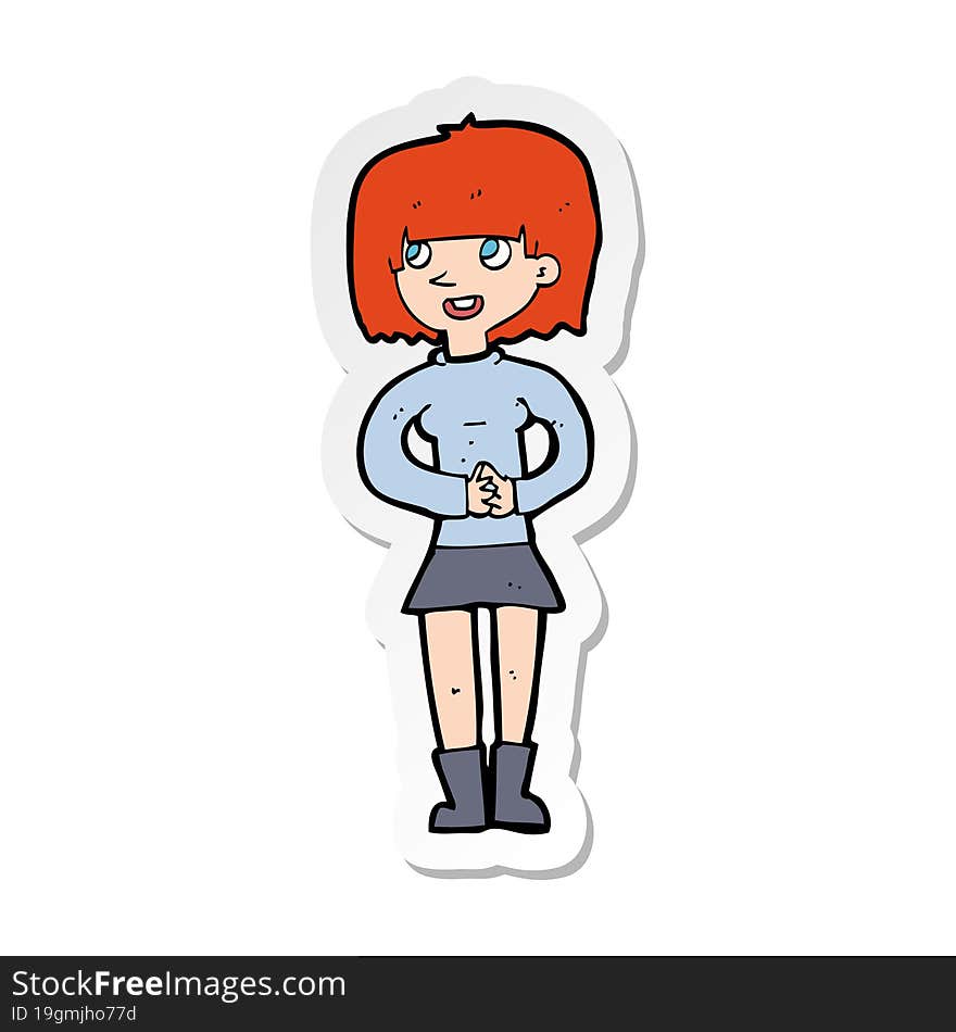 sticker of a cartoon friendly woman