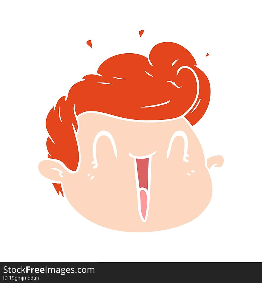 flat color style cartoon male face surprised