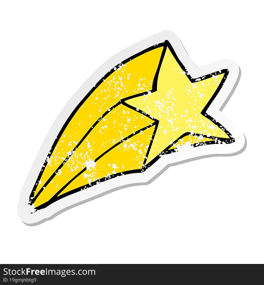 Distressed Sticker Of A Cartoon Shooting Star