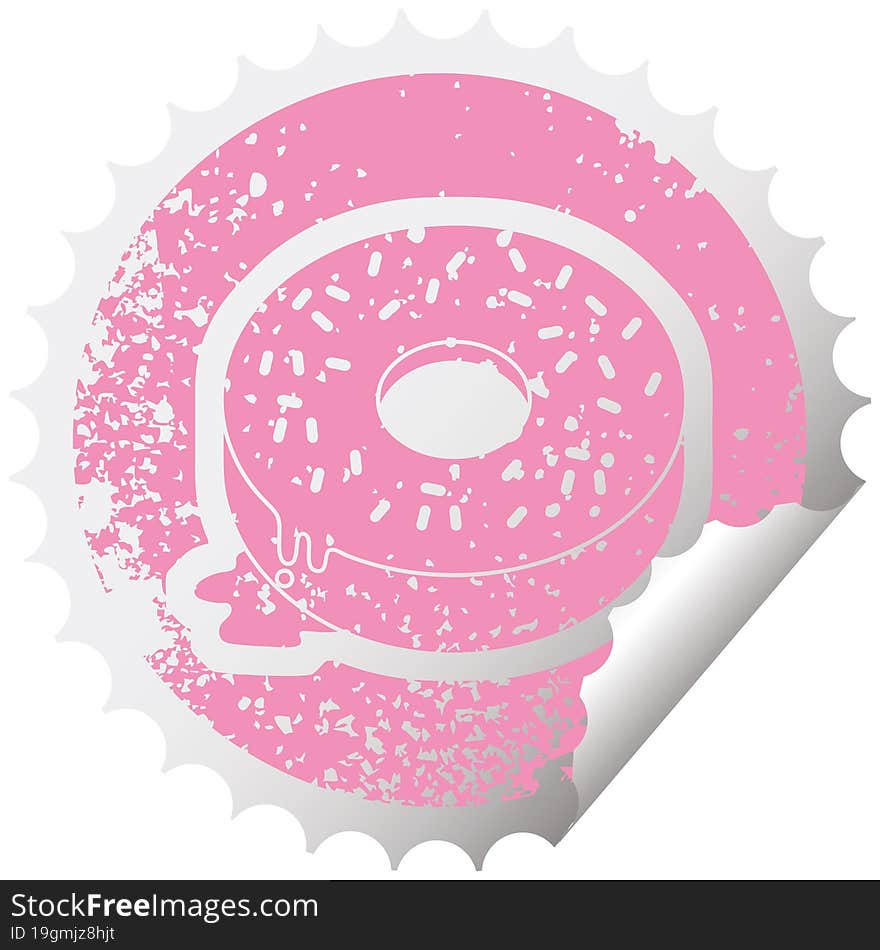 Tasty donut distressed sticker