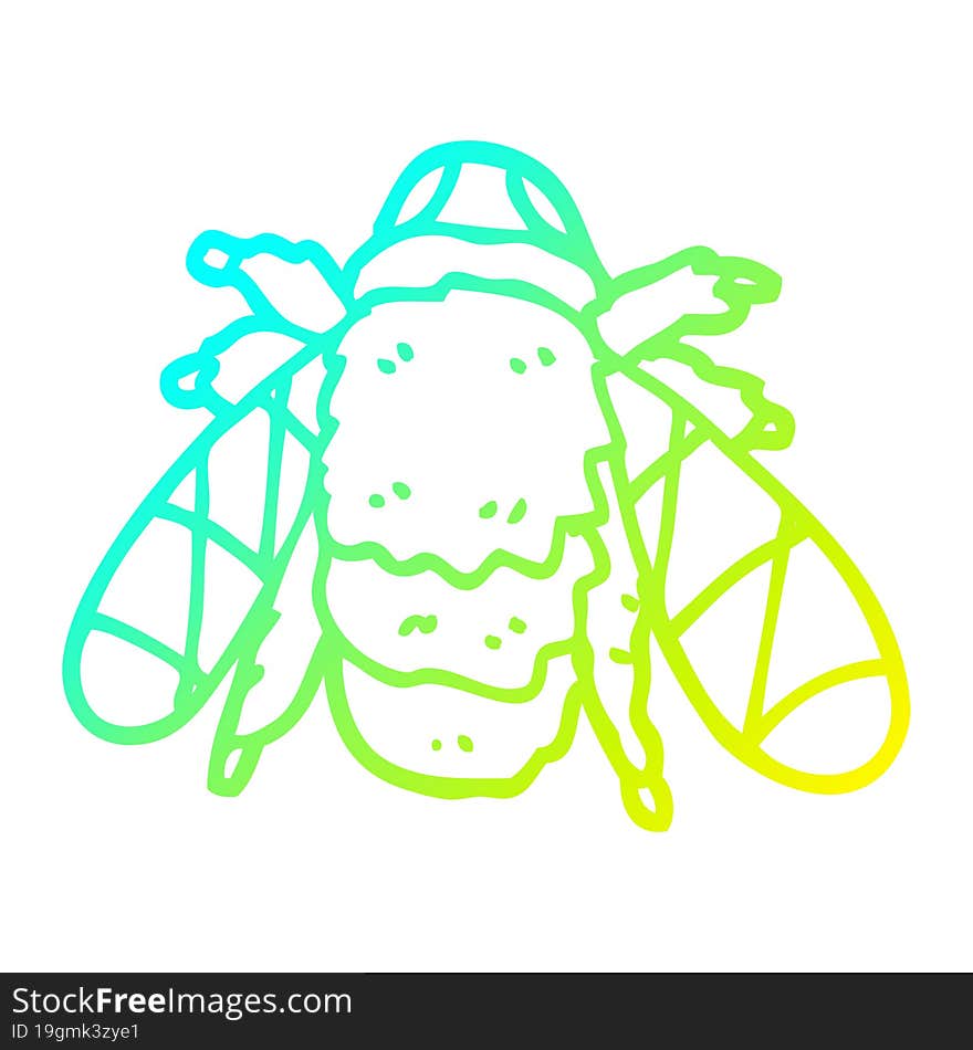 cold gradient line drawing of a cartoon doodled bee