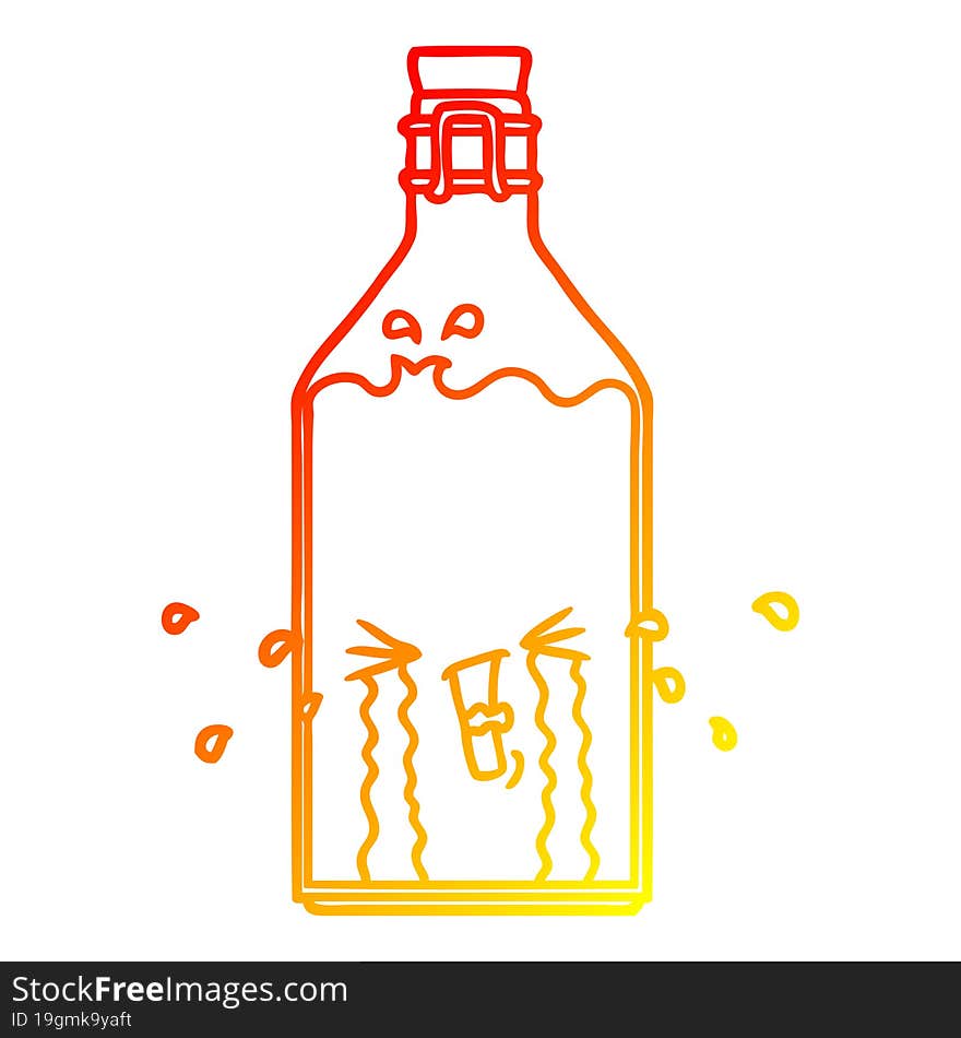 warm gradient line drawing cartoon old bottle