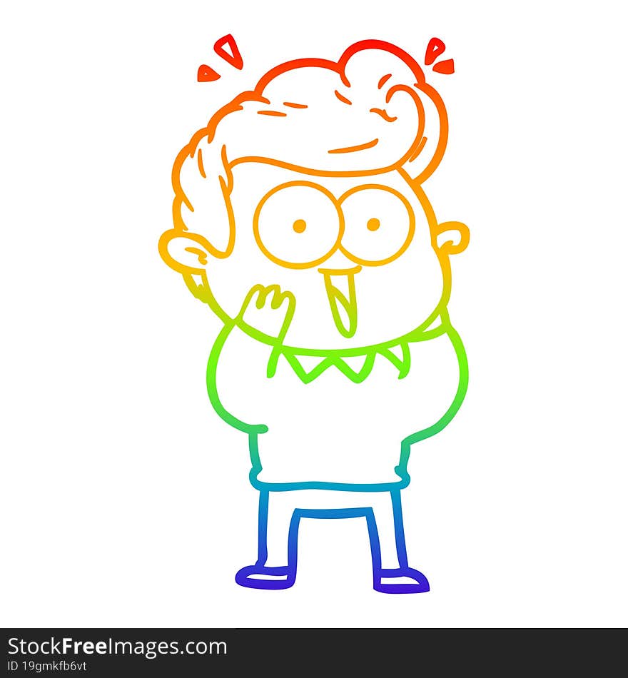 rainbow gradient line drawing cartoon excited man