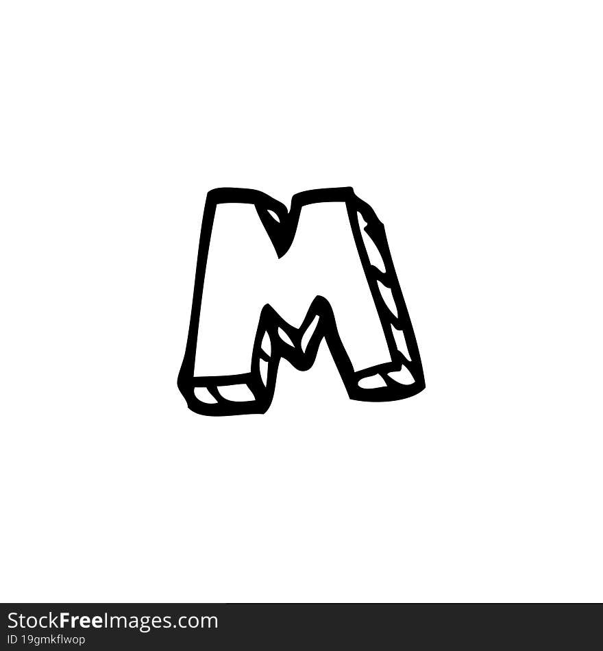 line drawing cartoon letter m