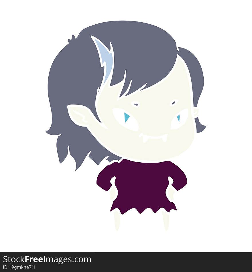 flat color style cartoon friendly vampire girl