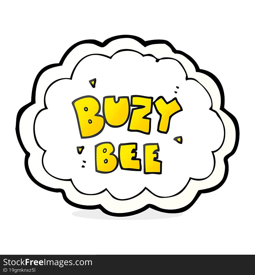 cartoon buzy bee text symbol