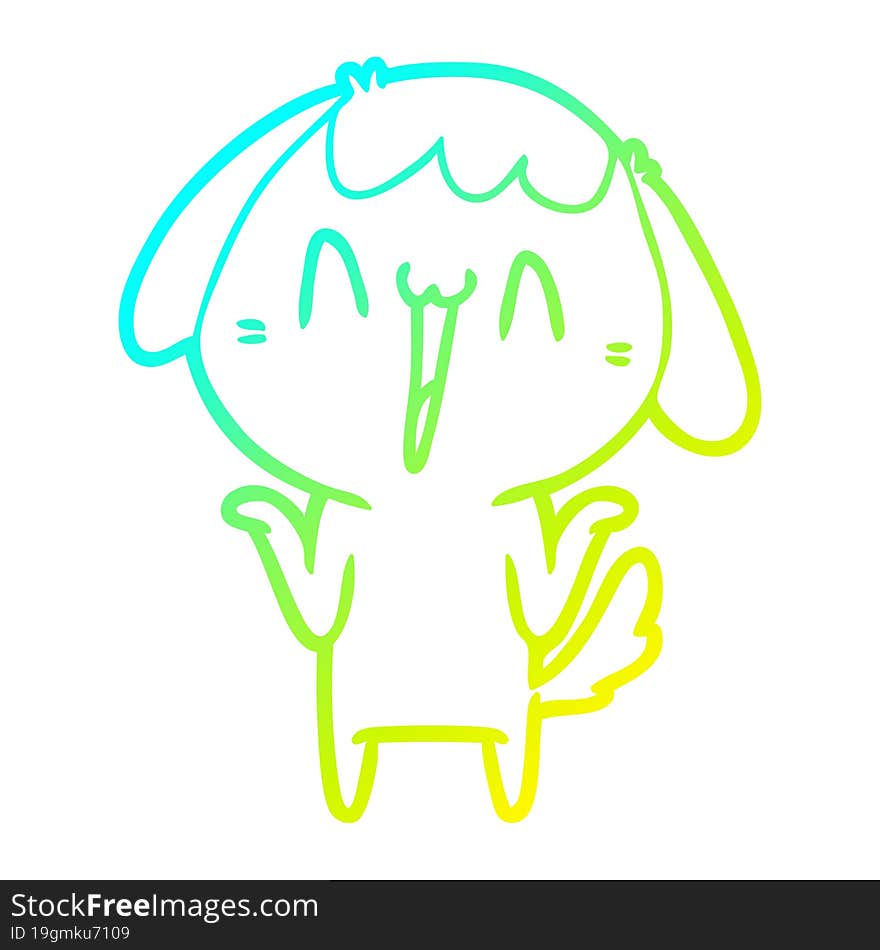 Cold Gradient Line Drawing Cute Cartoon Dog